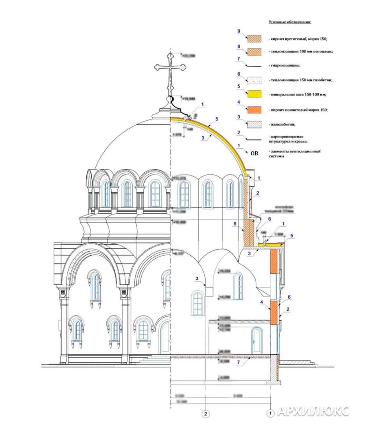 Схема церкви. Готовый проект церкви. Православная архитектура – 08