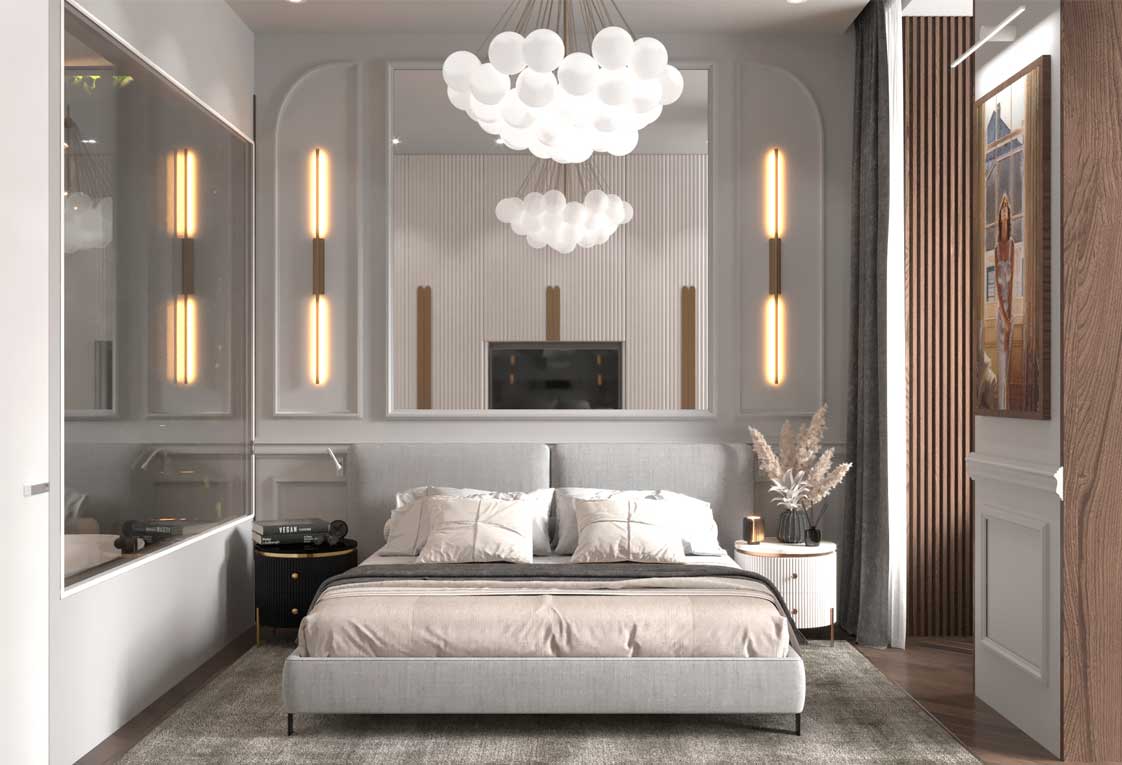 Заказать дизайн интерьера квартиры с проектом современной спальни