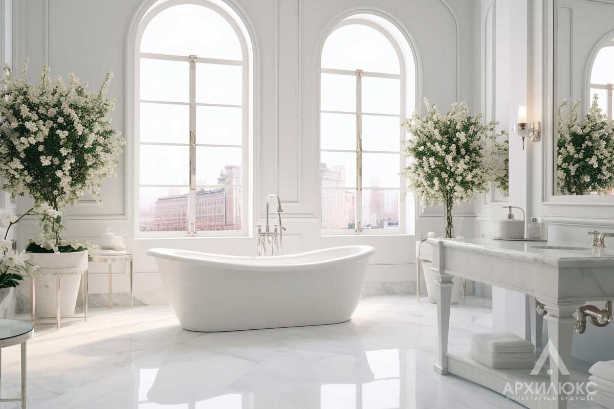 Ванная в доме в современном классическом стиле