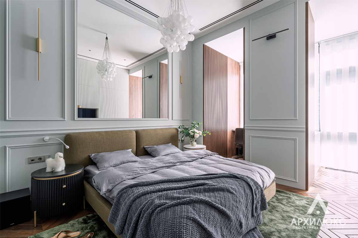 Квартира в серых тонах, дизайны спальных комнат